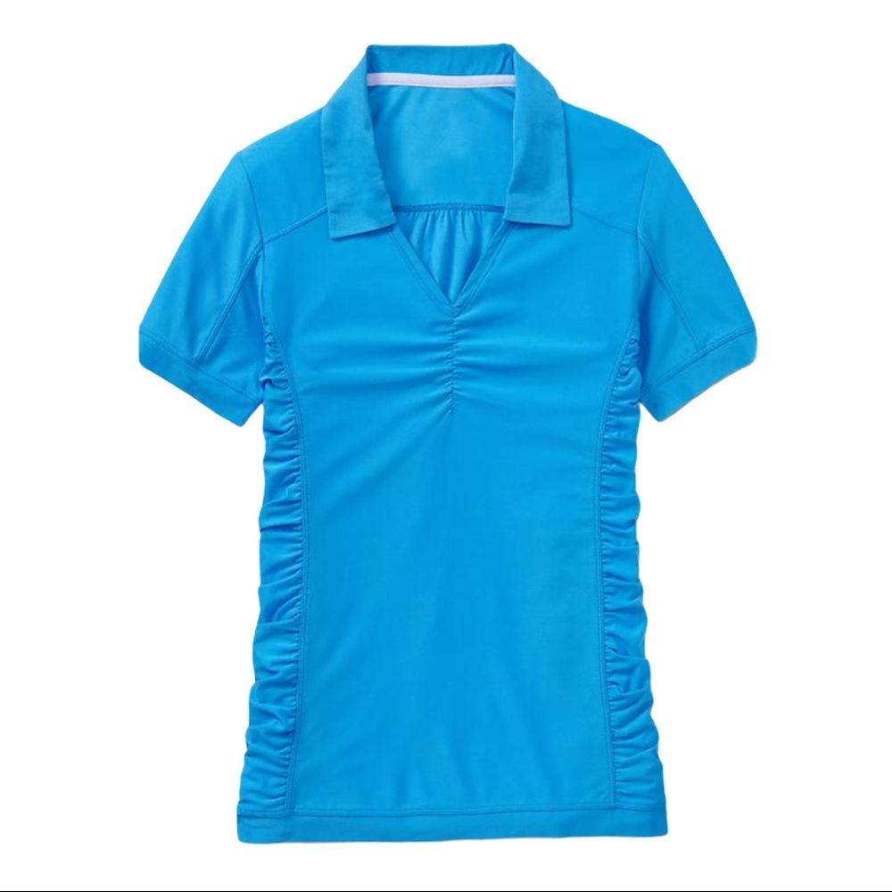 Athleta Birdie Polo Blue Ruched S